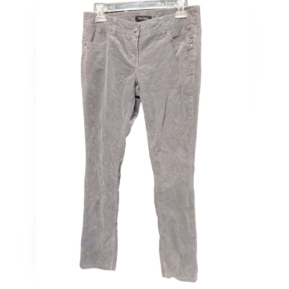 WHBM Grey Corduroy Rhinestone Slim Leg Pants Size 4R